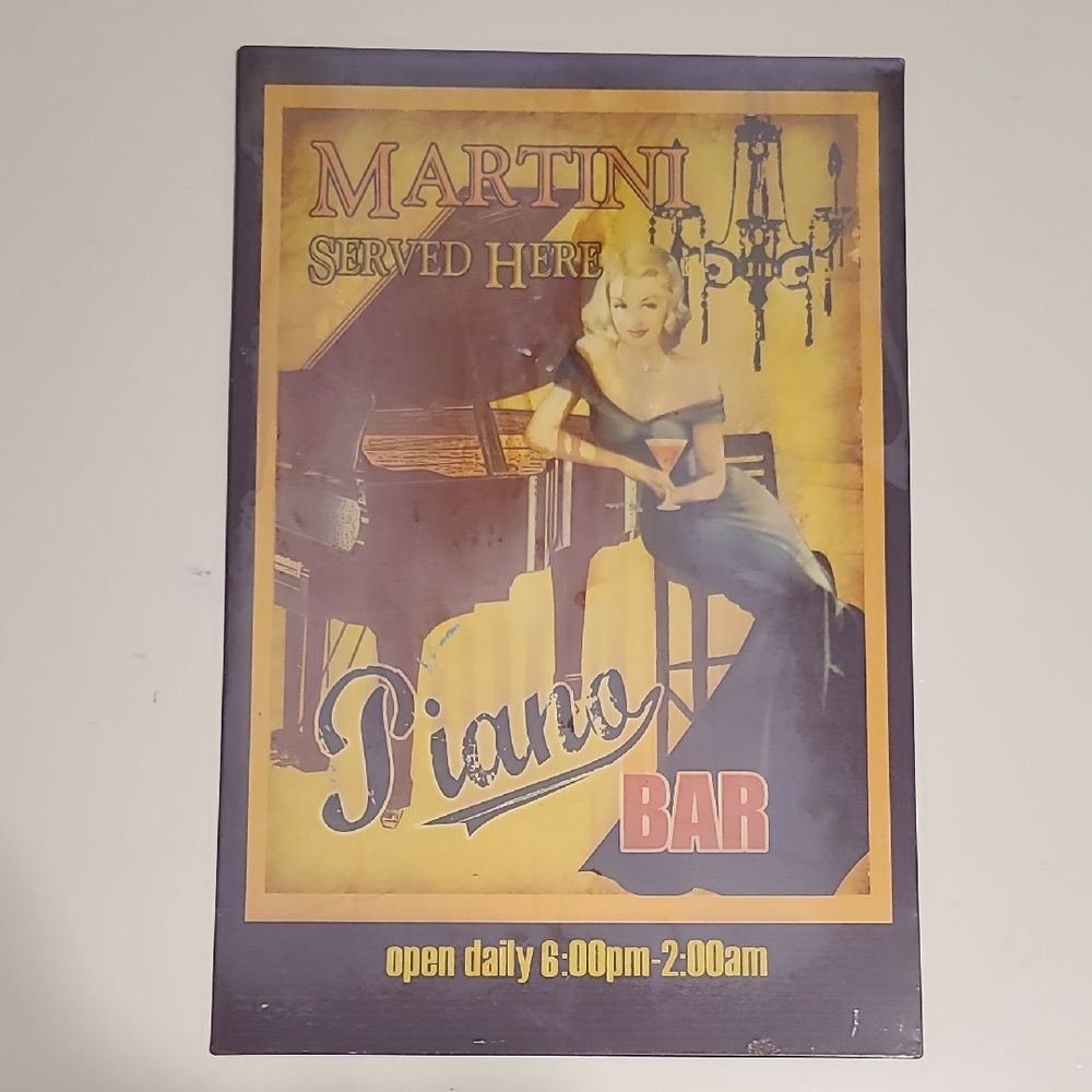 Vintage Martini Piano Bar Wall Art